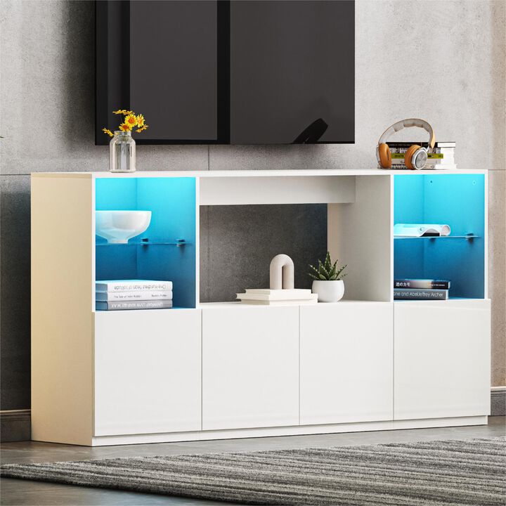 Merax High Gloss TV Stand with LED Lights