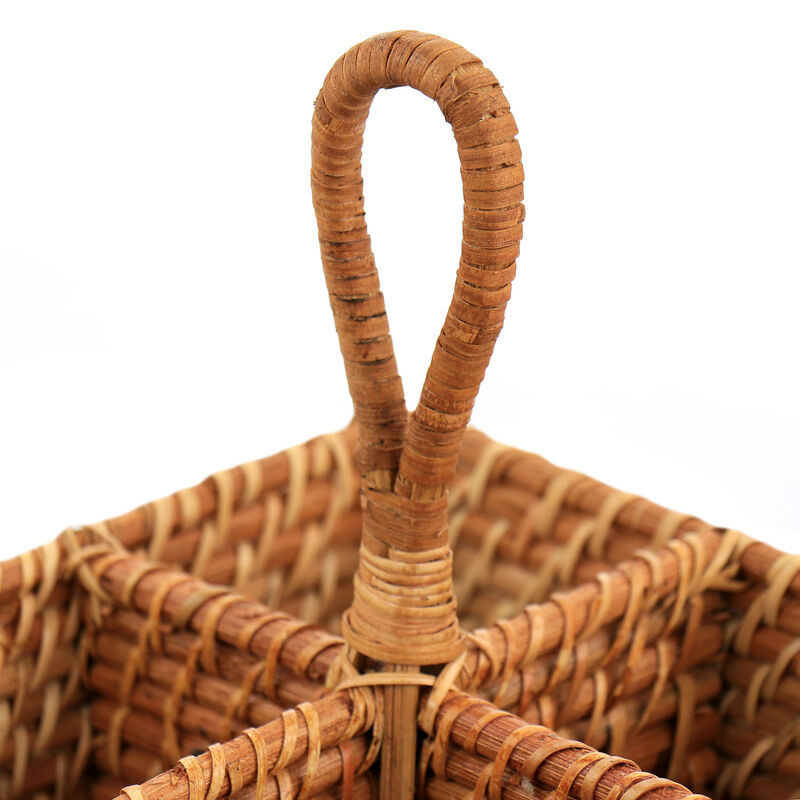 Martha Stewart 8 Inch Rattan Woven Four Section Flatware Caddy in Brown