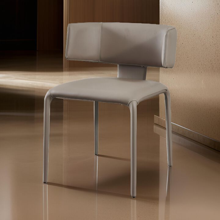 Cid Dell 21 Inch Dining Chair, Gray Faux Leather, Wingback, Metal Frame - Benzara