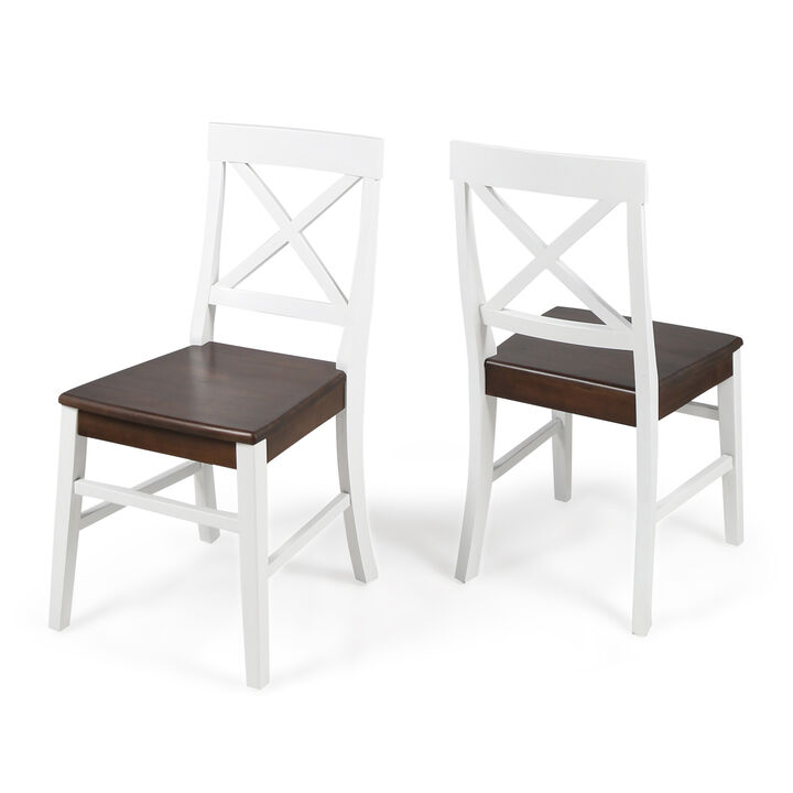 Merax Farmhouse Acacia Wood Dining Chairs 2 PCS