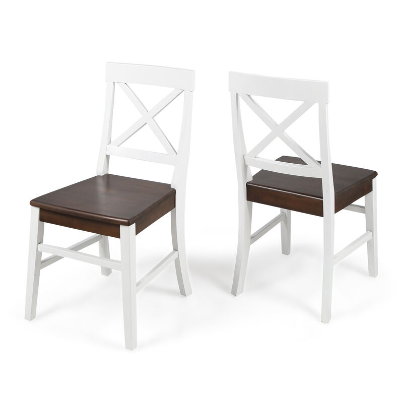 Merax Farmhouse Acacia Wood Dining Chairs 2 PCS