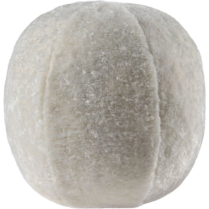 12" White and Beige Shearling Finish Round Throw Pillow