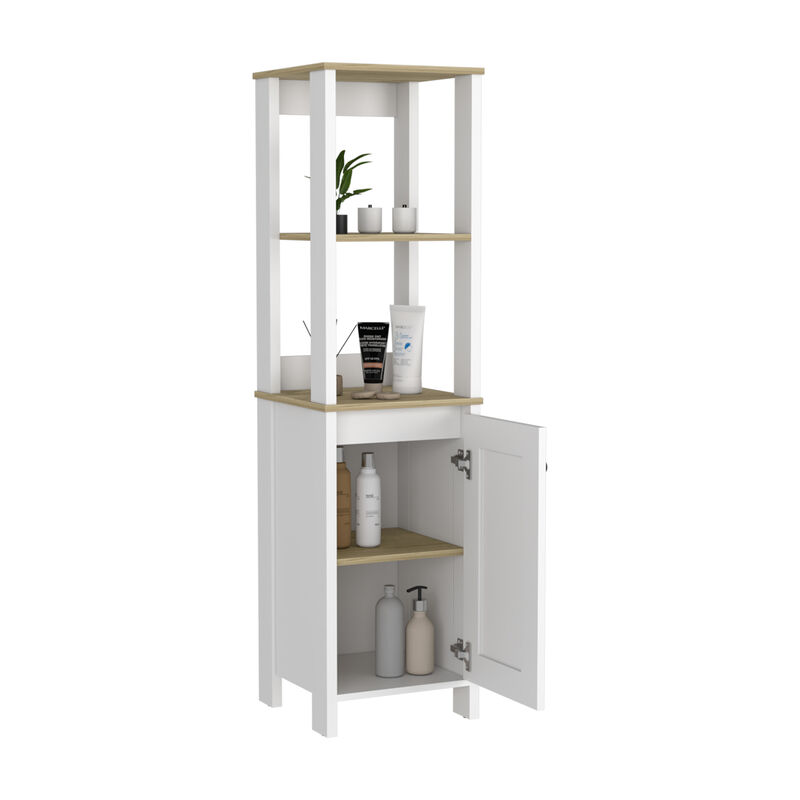 Linen Cabinet Jannes, Bathroom, Light Oak / White