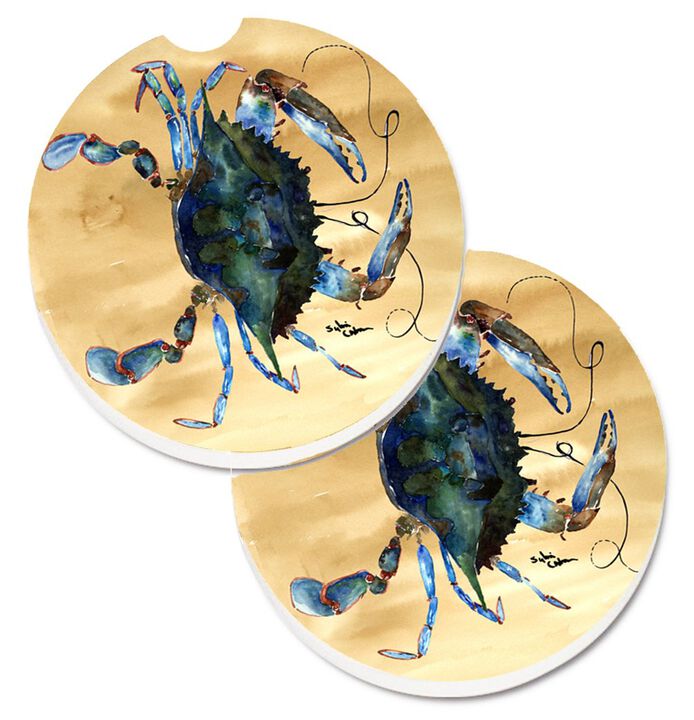 Caroline's Treasures Crab Set of 2 Cup Holder Car Coasters 8159CARC, 2.56, Multicolor