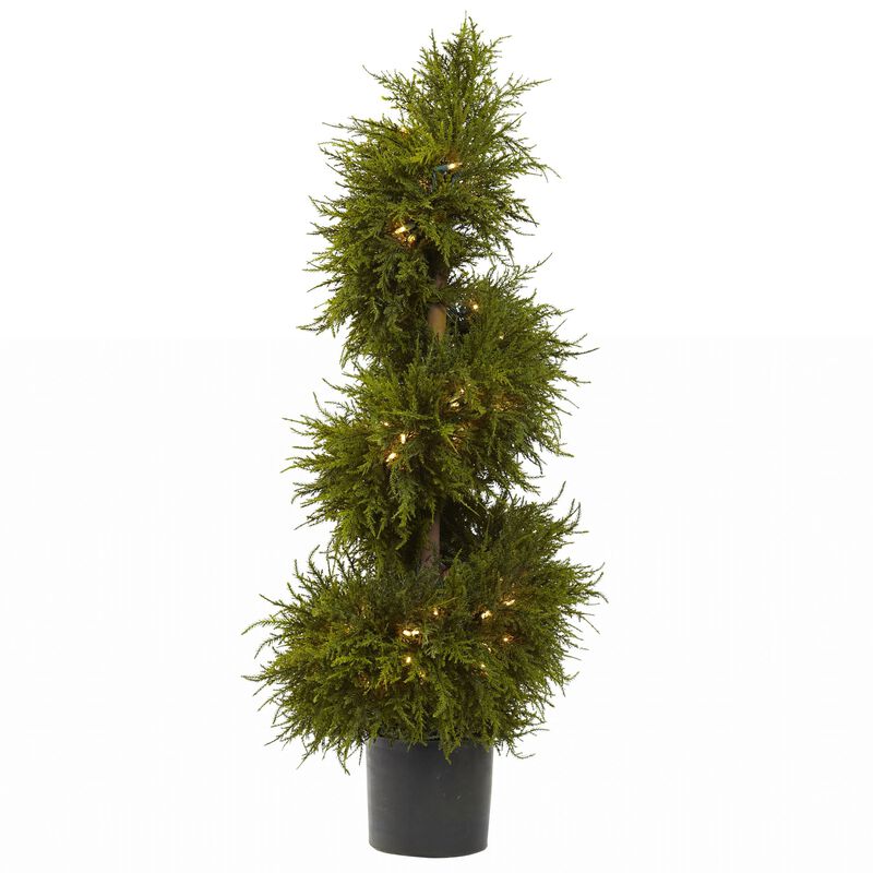 Hivvago 43 Inches Cedar Spiral Topiary w/Lights
