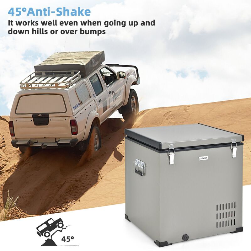 68 Quart Portable Car Refrigerator with DC and AC Adapter