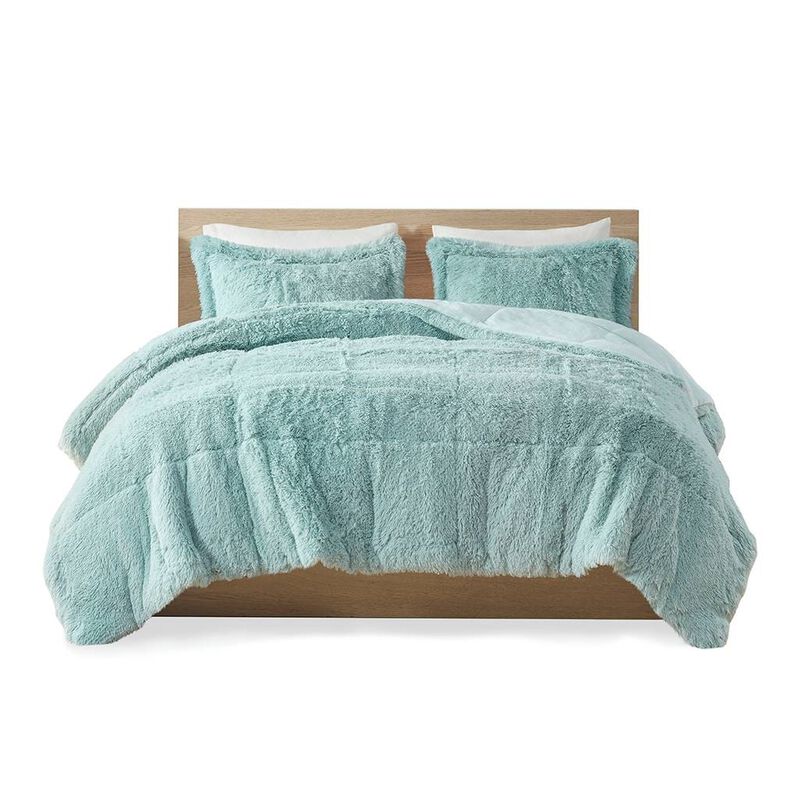 Twin/Twin XL Soft Sherpa Faux Fur 2 Piece Comforter Set in Light