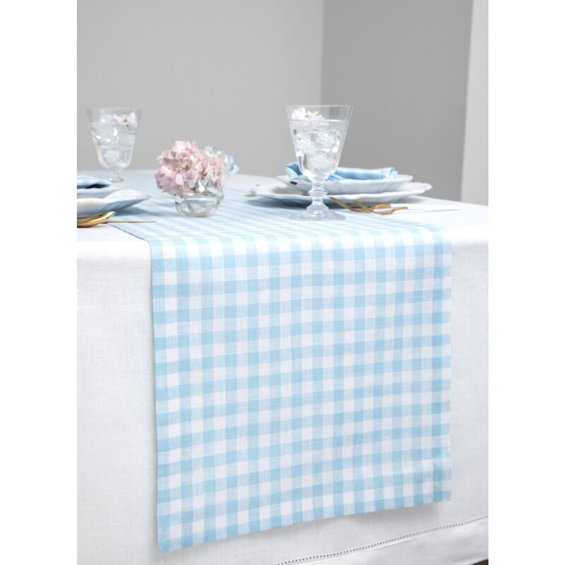 Solino Home 100% Pure Linen Table Runner | Gingham Check for Spring & Easter