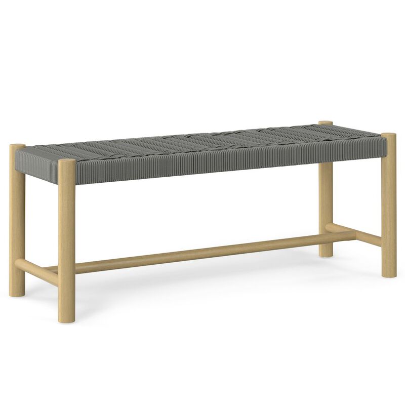 Simpli Home Dahlia Solid Acacia Wood Outdoor Indoor Bench In Grey