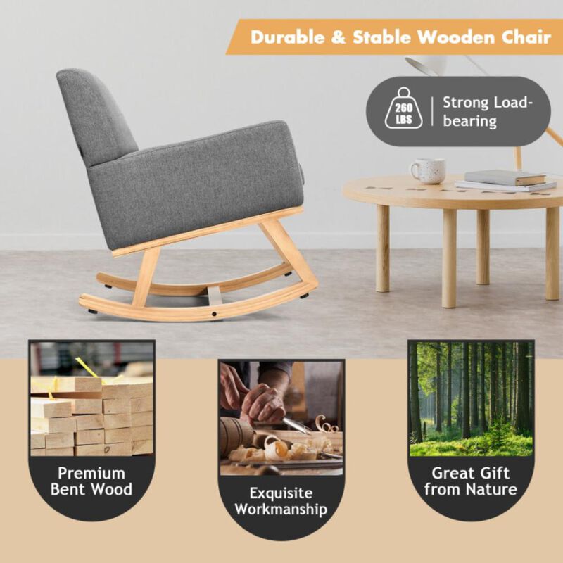 Hivvago Upholstered Rocking Chair with and Solid Wood Base
