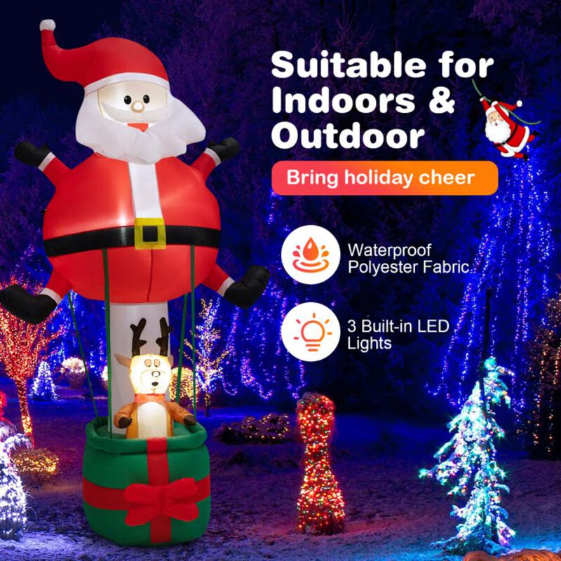 Hivvago 8 Feet Inflatable Santa Claus and Reindeer