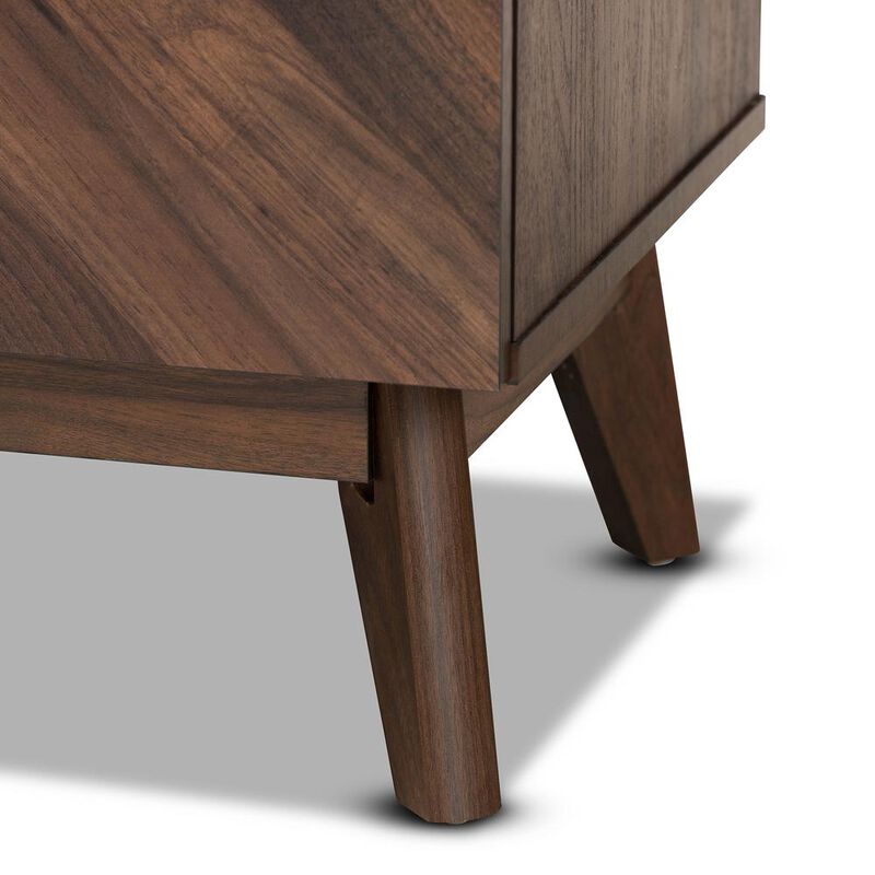 Baxton Studio Hartman Mid-Century Modern Walnut Brown Finished Wood 5-Drawer Storage Chest