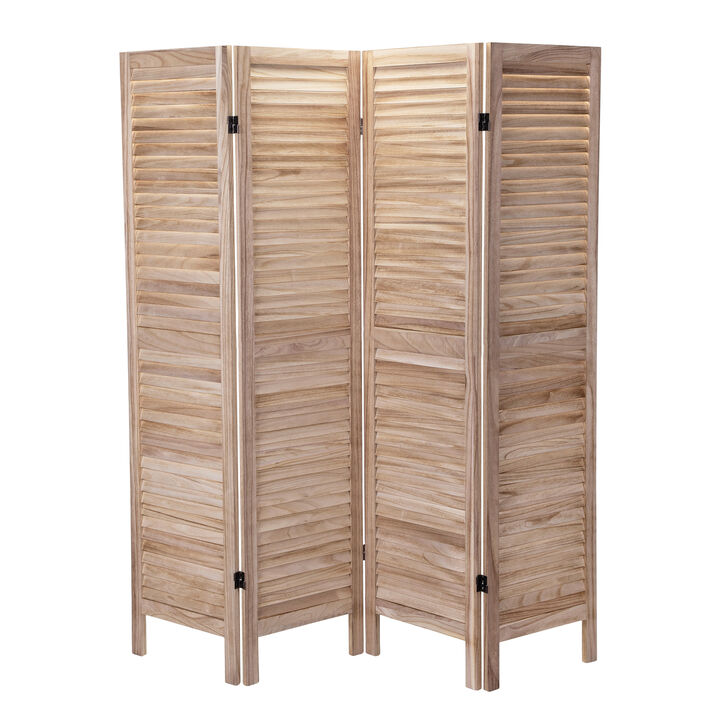 Jaxpety Louvered Screen 4-Pack-White&Walnut