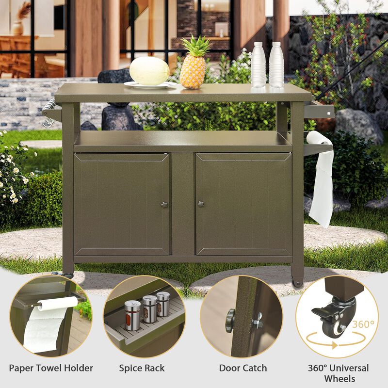 Streamdale Premium 83 Gallon Grill Cart with Rust-Proof Chrome Finish