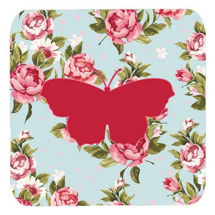Caroline's Treasures BB1049-RS-BU-FC Butterfly Shabby Chic Blue Roses Foam Coasters (Set of 4), 3.5 H x 3.5 W, Multicolor Caroline's Treasures BB1049-RS-BU-FC Butterfly Shabby Chic Blue Roses Foam Coasters (Set of 4), 3.5 H x 3.5 W, Multicolor