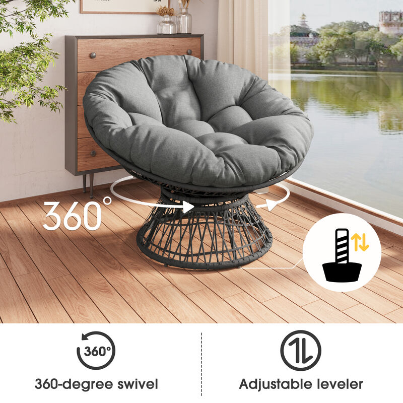 Merax Ergonomic Wicker Lounge Chair for Indoor Outdoor