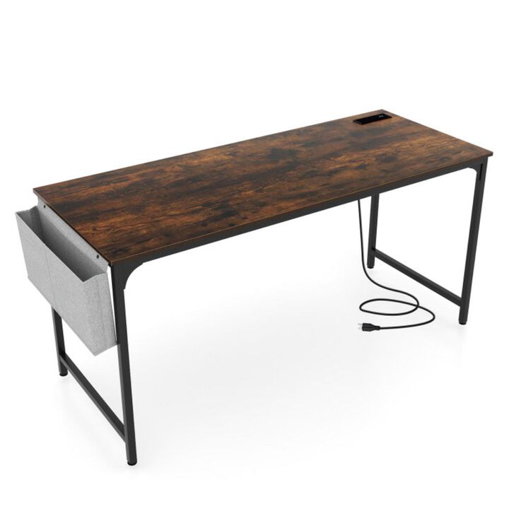 Hivvago 60 Inch Computer Desk with Charging Station Storage Bag