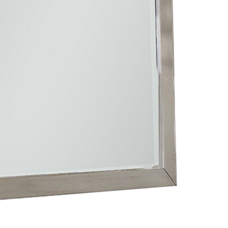 Bran 36 x 36 Modern Square Dresser Mirror, Pine Wood, Light Brown-Benzara