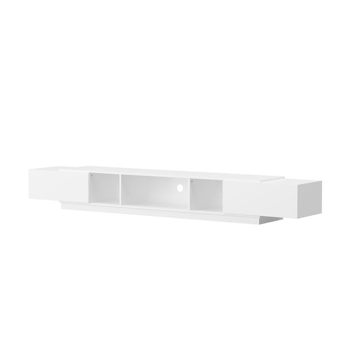 White Wood TV Media Console Entertainment Center with Drawers Fits TV's up to 100 in.
