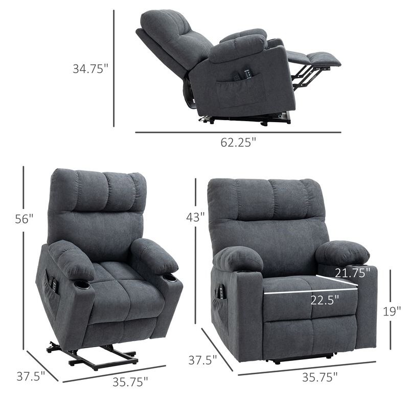 Electric Power Lift Chair Recliners for Cozy Seekers, Oversized Recliner Chair with Remote Control, Dark Gray