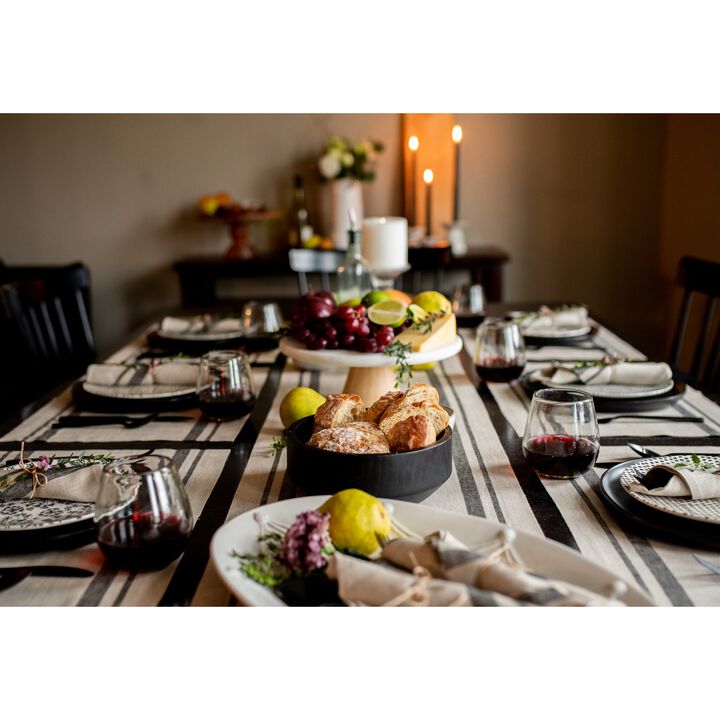 Solino Home 100% Pure Linen Table Runner | French Stripe