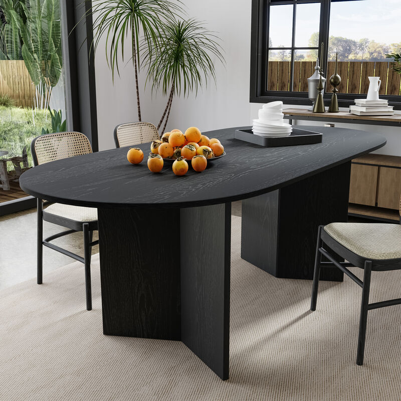 67 Brix Modern Black Oak Wood Oval Dining Table (Seats 6)