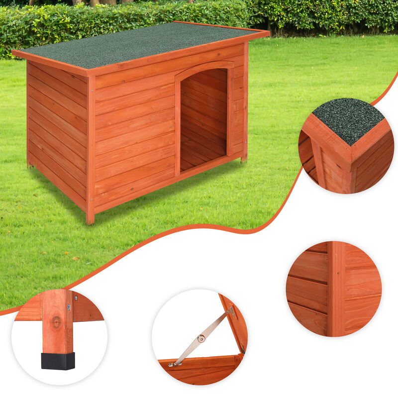 Durable Wooden Dog House with Raised Floor for Outdoor Protection