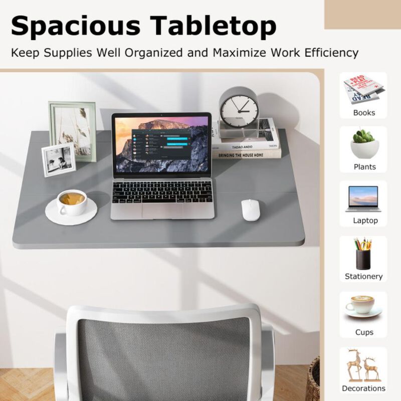 Hivvago 31.5 x 23.5 Inch Wall Mounted Folding Table for Small Spaces
