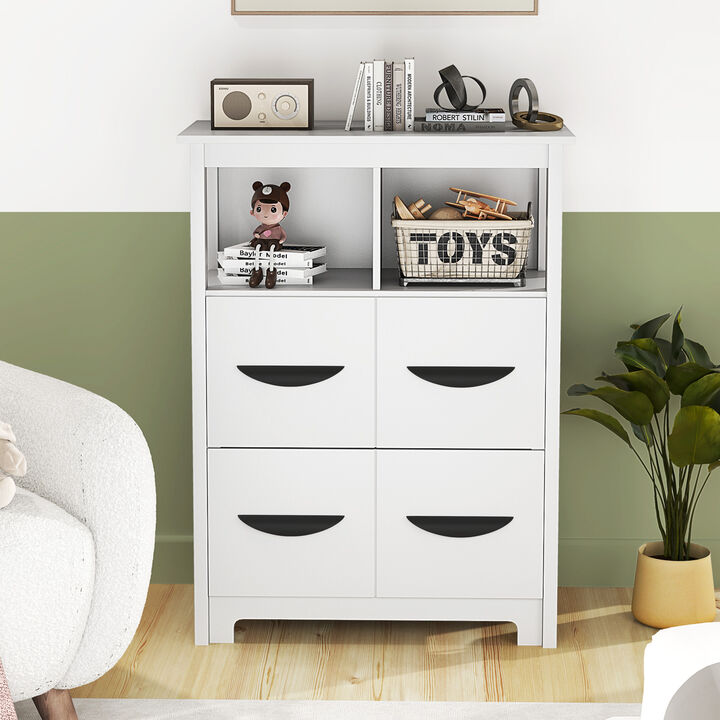 Floor Cabinet with 2 Open Compartments and 2 Drawers