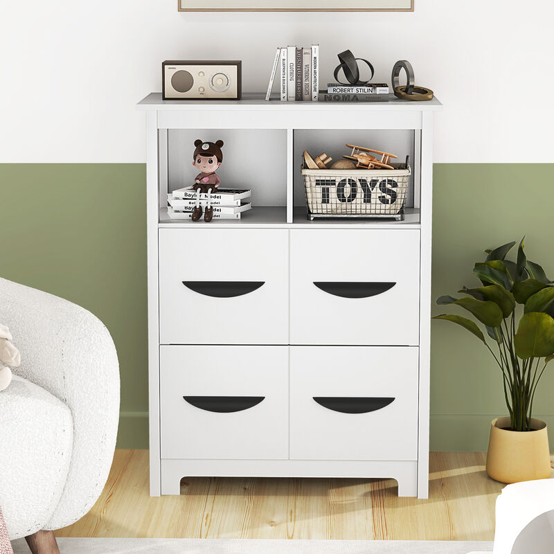 Floor Cabinet with 2 Open Compartments and 2 Drawers
