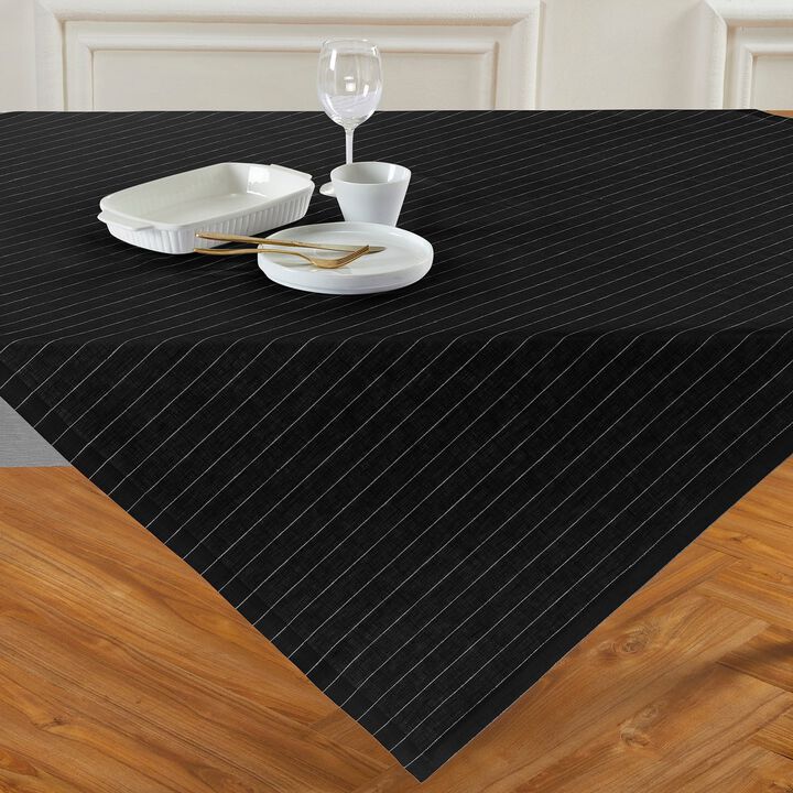 Solino Home 100% Pure Linen Table Throw 52 x 52 Inch | Pinstripe for Valentines