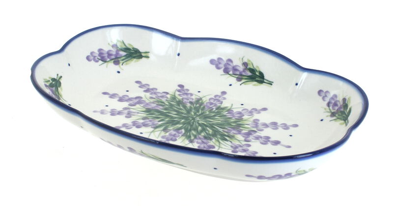 Blue Rose Polish Pottery Summer Garden Scallop Dish
