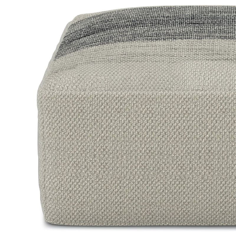 Simpli Home Outdoor/ Indoor Pouf In Grey And White Recycled Pet Polyester