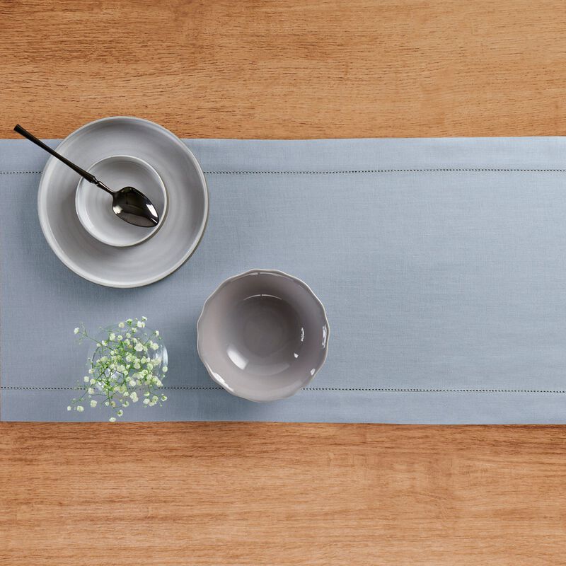 Solino Home 100% Pure Linen Table Runner | Classic Hemstitch for Thanksgiving, Christmas