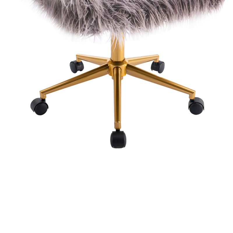 Faux Fur Chair with Gold Plated Base