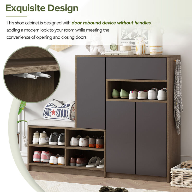 Merax Multi-functional Shoe Rack Bench with Padded Seat