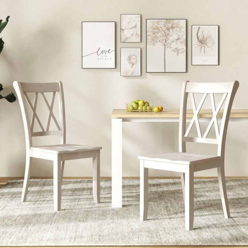 Hivvago Set of 2 Wooden Dining Chairs Mid Century Farmhouse Retro Kitchen Chairs