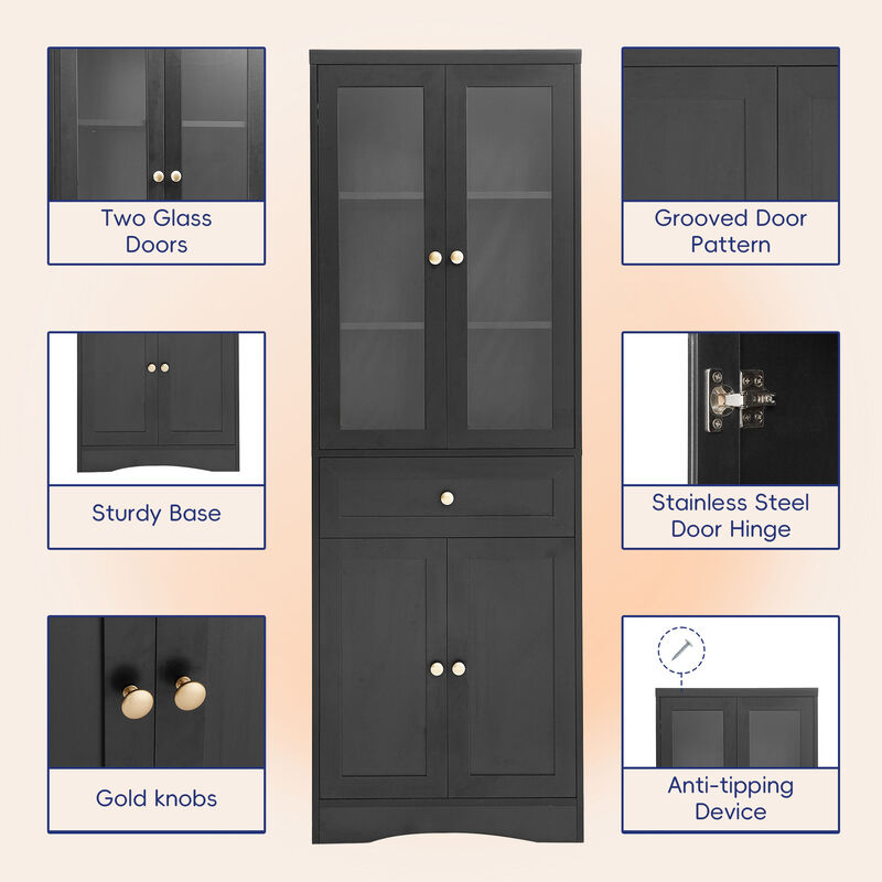 Merax Bathroom Storage Cabinet with 4 Doors