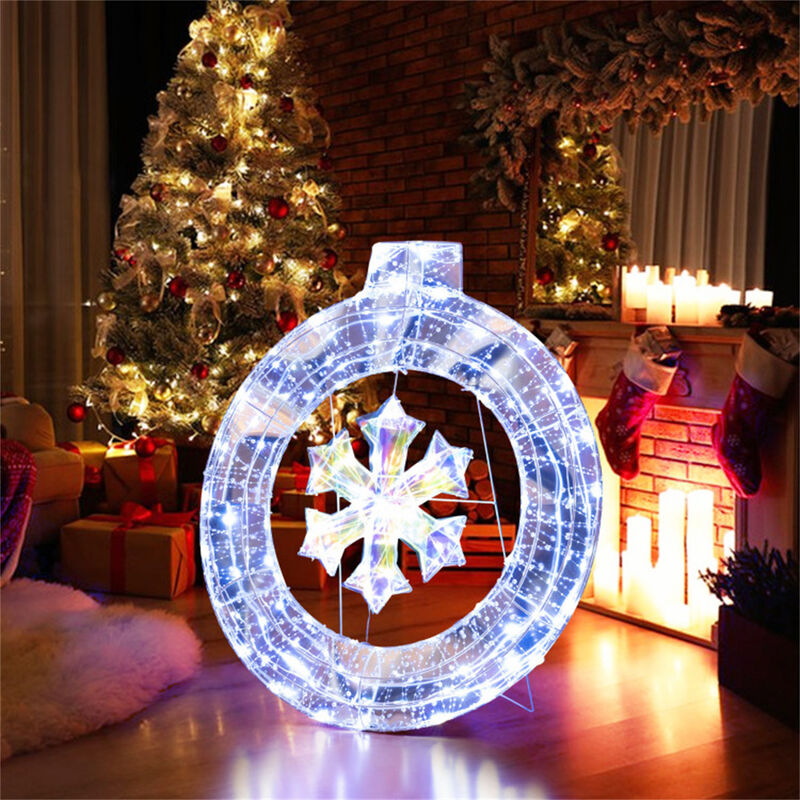 Snowflake Wreath with LED Lights for Christmas Front Door Decoration