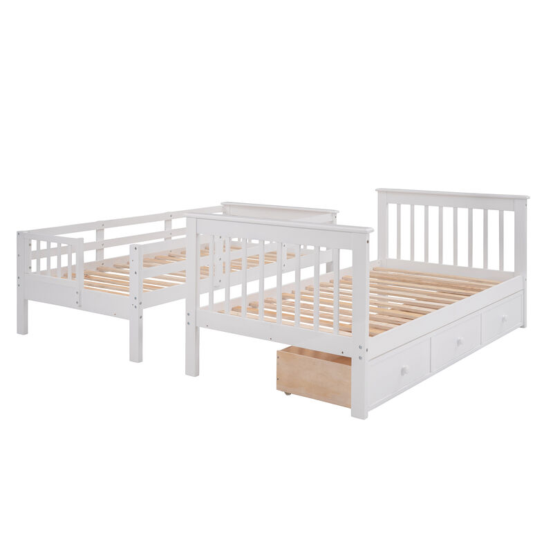 Merax Stairway Twin-Over-Twin Bunk Bed with Three Drawers for Bedroom, Dorm