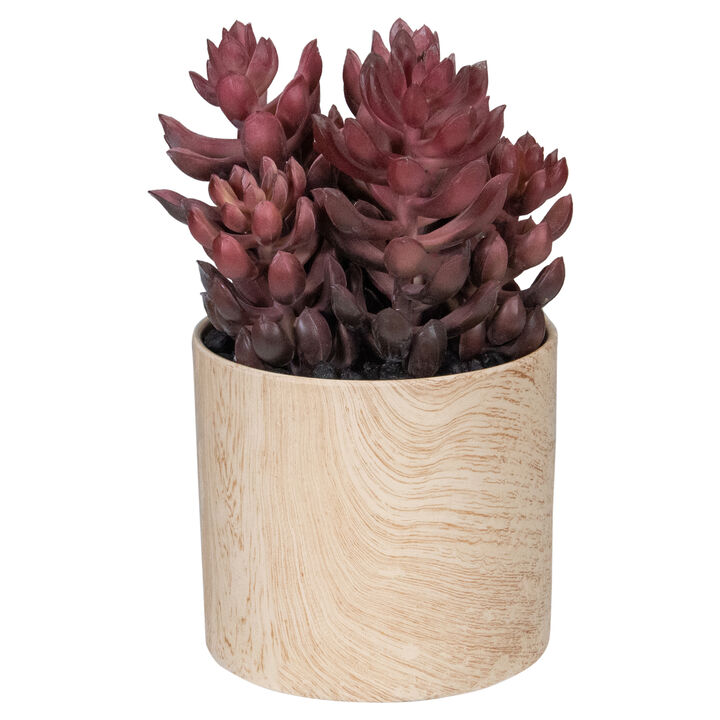 7" Purple Artificial Succulent in Faux Wood Pot 7" Purple Artificial Succulent in Faux Wood Pot