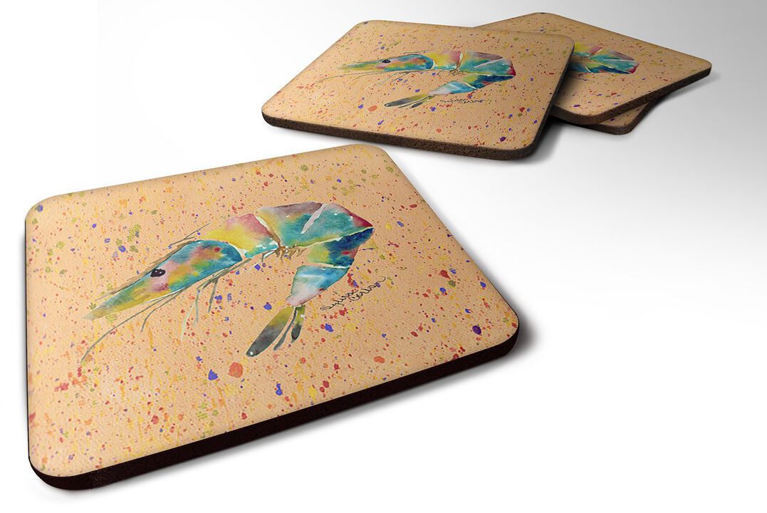 Caroline's Treasures 8469FC Shrimp Foam Coasters (Set of 4), 3.5 H x 3.5 W, Multicolor