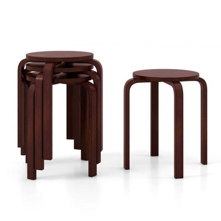 Hivvago Set of 4 18 Inch Stackable Bentwood Dining Chairs with Round Top