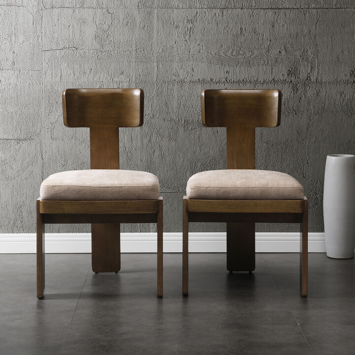 Merax Upholstered Rubber Wood Dining Chairs Set of 2