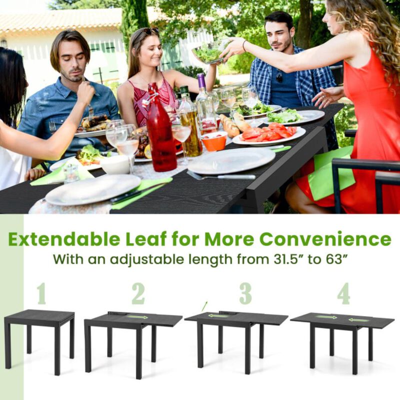 Hivvago 31.5 inches-63 inches Adjustable Patio Expandable Dining Table for 4-6 Person
