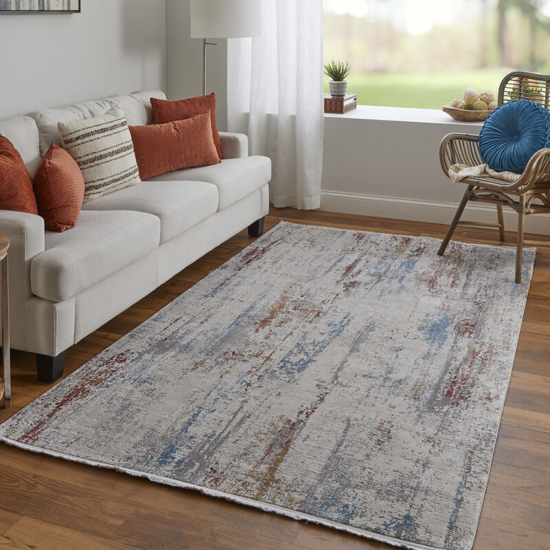 Cadiz 3903F Gray/Red/Blue 3'1" x 5' Rug