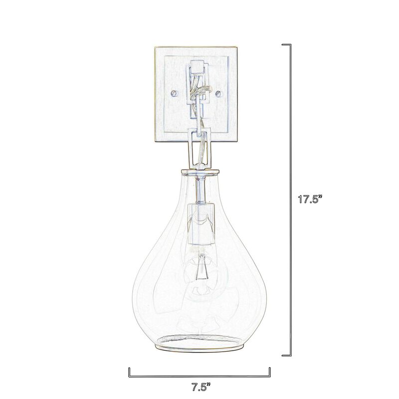 Ada 18 Inch Modern Wall Sconce, Real Blown Glass, 40W Bulb, Brass Finish-Benzara