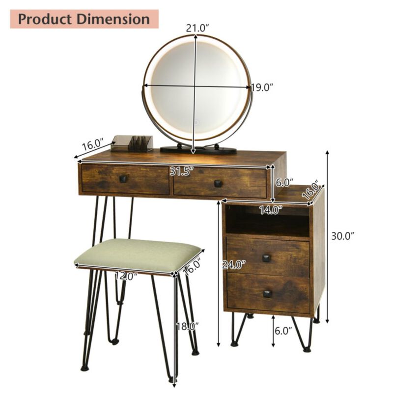 Hivvago Modern Dressing Table with Storage Cabinet