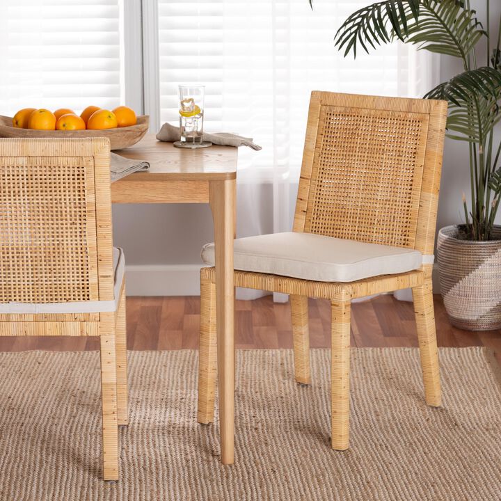 Baxton Studio Sofia Modern and Contemporary Natural Finished Wood and Rattan Dining Chair