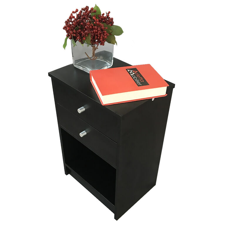 2-Drawer Nightstand Stylish Design with Round Handles for Bedroom Storage and Decor